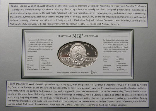 10 zlotych - 100 lat Teatru Polskiego w Warszawie