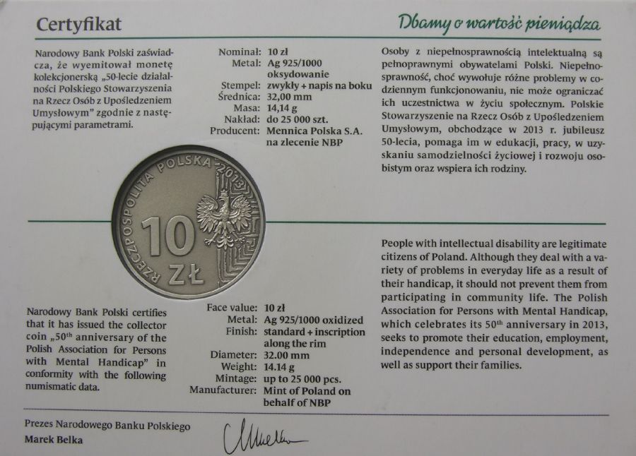 10 zlotych - Wlaczeni w zyciu - Uposledzeni umyslowo