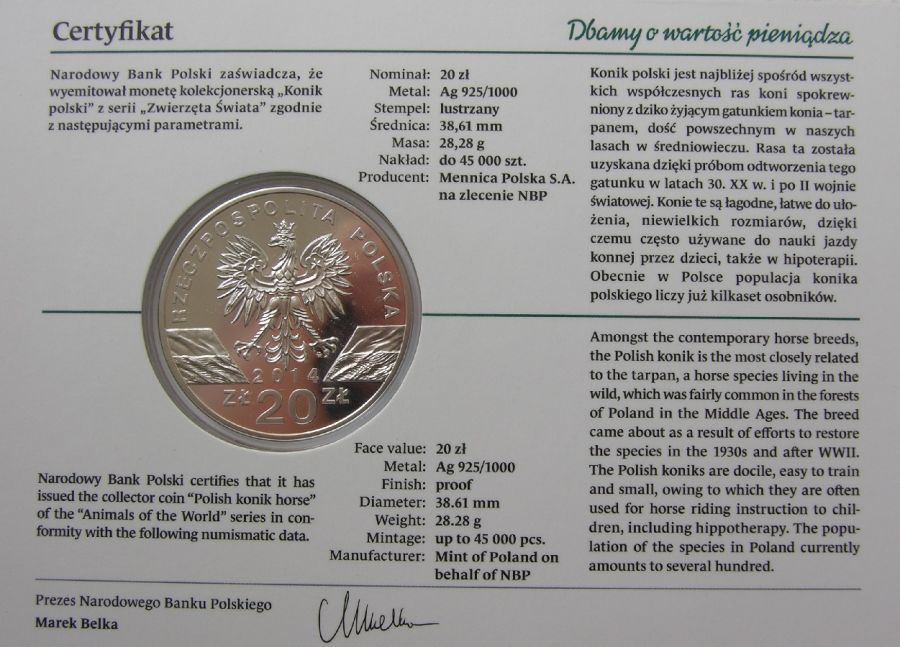 20 zlotych - Zwierzeta swiata - Konik polski