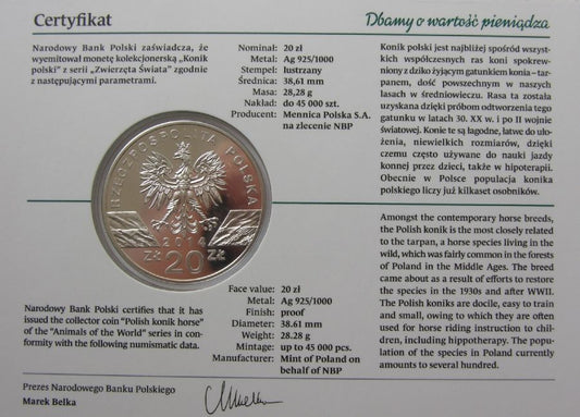 20 zlotych - Zwierzeta swiata - Konik polski