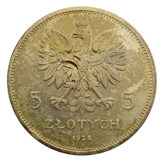 5 zlotych 1928 r. - NIKE (bez znaku towarowego mennicy) (K76)