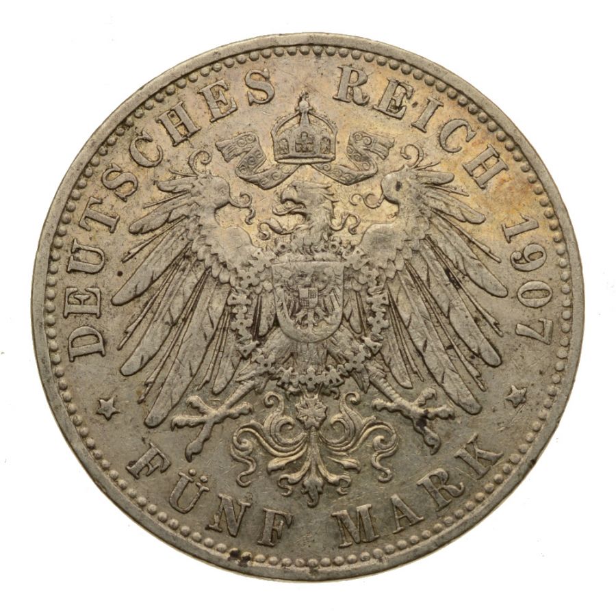 Niemcy - Bawaria - 5 Marek 1907 D - Osiem